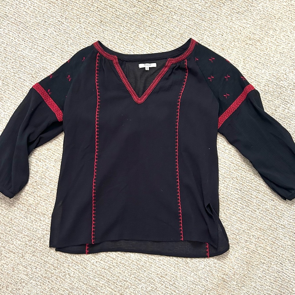 Madewell blouse - Medium/Black & Red